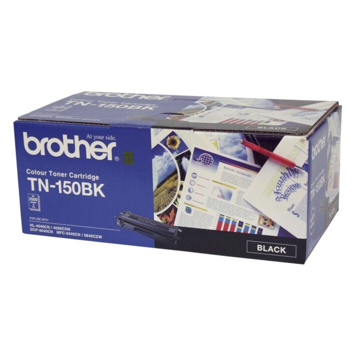 TN-150BK COLOUR LASER TONER - STANDARD BLACK TONER CARTRIDGE TO SUIT HL-4040CN/4050CDN, DCP-9040CN/9042CDN, MFC-9440CN/9450CDN/9840CDW - 2500 pp. TN-150BK COLOUR LASER TONER - STANDARD BLACK TONER CARTRIDGE TO SUIT HL-4040CN/4050CDN, DCP-9040CN/9042CDN, MFC-9440CN/9450CDN/9840CDW - 2500 pp.